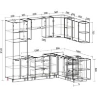 Готовая кухня Интерлиния Мила Лайт 1.88x2.4 правая без столешницы (серебристый/антрацит) - Превью изображения №2 — Интернет-магазин Time-Shop