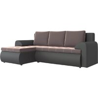 Угловой диван Stolline Ванкувер 08 левый (экокожа черная/велюр коричневый) - Превью изображения №2 — Интернет-магазин Time-Shop